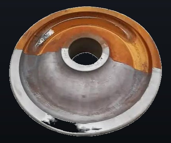 Metal mould, half freed of rust